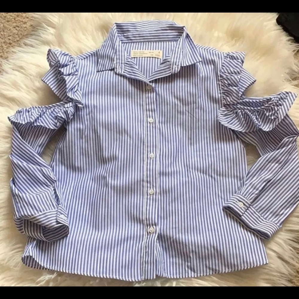 Zara girls blouse with cut out shoulders - Picture 2 of 5